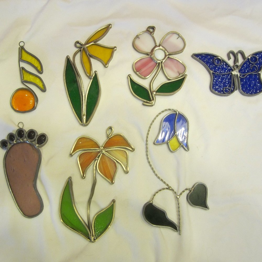 VTG 80'S GLASS SUNCATCHERS SET OF 7